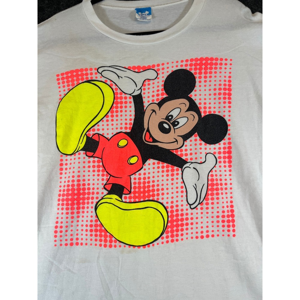 VTG 80s Disney Mickey Mouse T Shirt Mens XL Graphic Art Tee RARE Off White 90s
